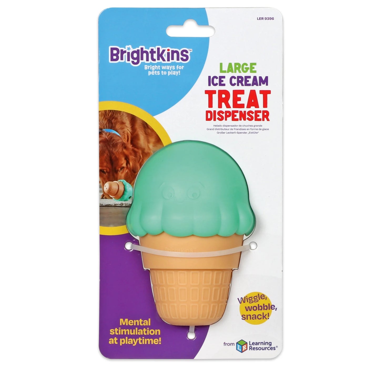 Ice Cream Dog Toy Treat Dispenser, Playful Food Puzzle for Interactive Puppy Training & Birthdays