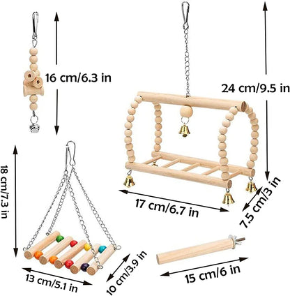 8 Pack Bird Toys for Parakeet Toys for Bird Cage Accessories Parakeets Swing Chewing Toys,  Wooden Bird Toys for Cage Parrots Toys, Bird Training Toys, Parrot Hanging Swing