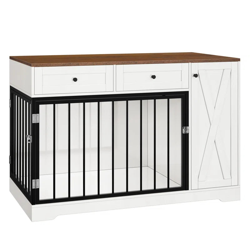 Ansel 47.2" W Big Furniture Style Wooden Large Dog Crate Furniture, Dog Kennel Cage Indoor